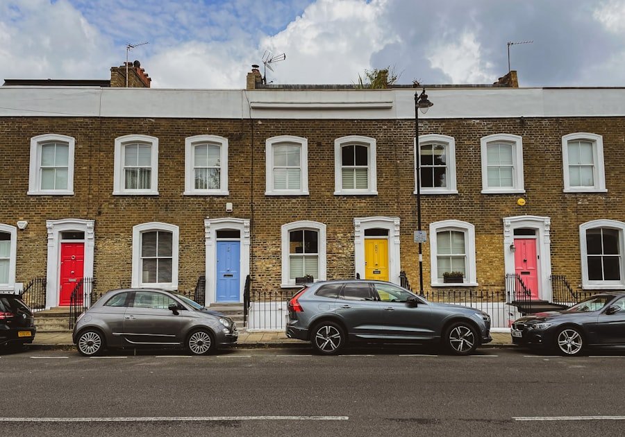 London brick terrace with restored front doors